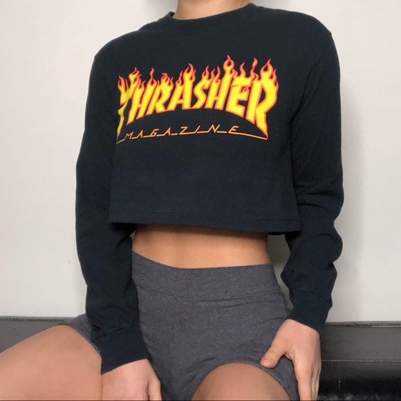 Thrasher Tops - Thrasher Cropped T-shirt